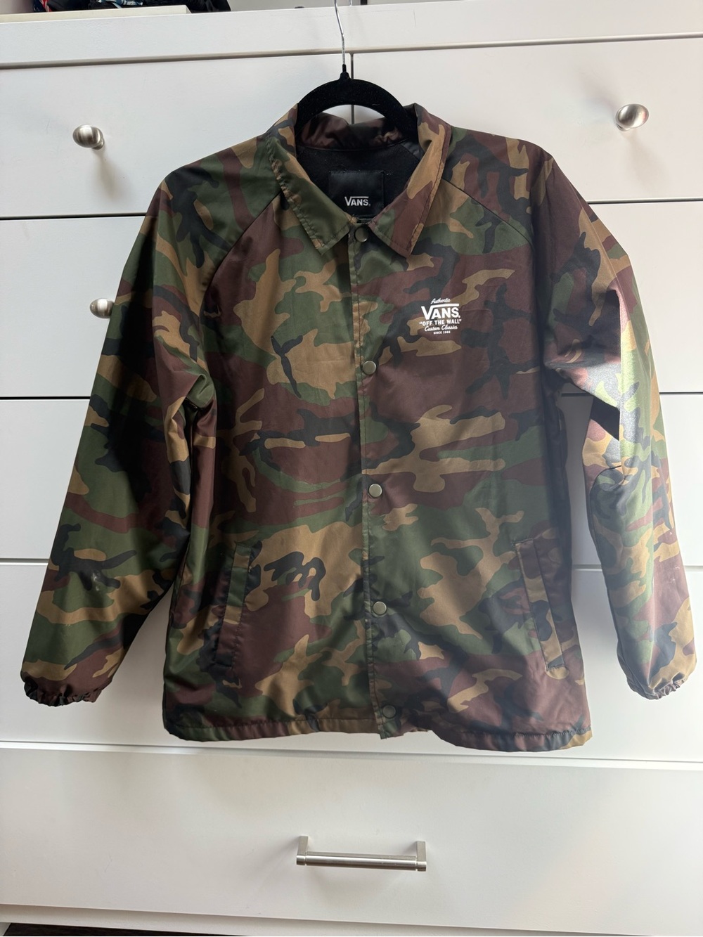 Vans Off The Wall Camo Coach Jacket Youth XL Snap Front Windbreaker